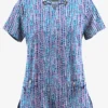 UA Butter-Soft STRETCH Urban Animal Orchid Women's 4-Pocket Grommet Printed Scrub Top