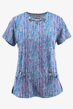 UA Butter-Soft STRETCH Urban Animal Orchid Women's 4-Pocket Grommet Printed Scrub Top