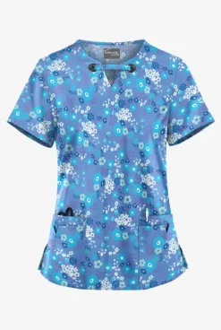 UA Butter-Soft STRETCH Whispering Floral Ceil Women's 4-Pocket Large Grommet Print Scrub Top