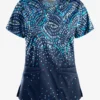 Butter-Soft STRETCH Roman Mosaic Navy Women's 4-Pocket Criss Cross Print Scrub Top