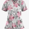 UA Butter-Soft STRETCH Subtle Leaves Silver Women's 4-Pocket Crisscross Printed Scrub Top