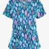 UA Butter-Soft STRETCH Swedish Leaves Royal Women's 4-Pocket Crisscross Print Scrub Top