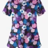 Butter-Soft Budapest Floral Black Printed Women's 4-Pocket Asymmetrical Scrub Top