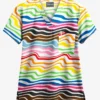 UA Butter-Soft Wavy Stripe White Printed Unisex 1-Pocket V-Neck Scrub Top