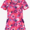 UA Floral Beauty Fuchsia Women's 4-Pocket Princess Seam Printed Scrub Top