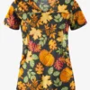 Butter-Soft Harvest Time Women's 4-Pocket Princess Seam Printed Scrub Top
