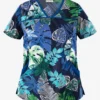 UA Best Buy Scrubs Jungle Fronds Navy Women's 4-Pocket Princess Seam Print Scrub Top