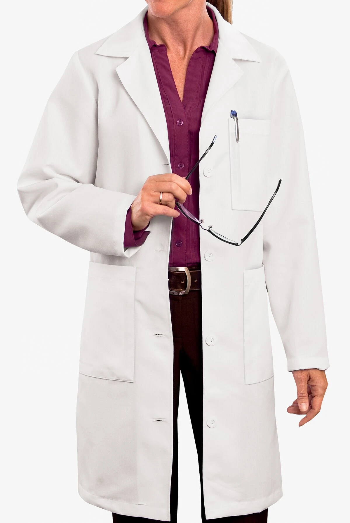 White Swan Meta Women's 37" 6-Pocket Lab Coat - Image 2