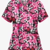 UA River Floral Black Printed Women's 2-Pocket Mock Wrap Scrub Top