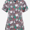 Zoe & Chloe Yeti, Set, Go Women's 2-Pocket STRETCH V-Neck Print Scrub Top